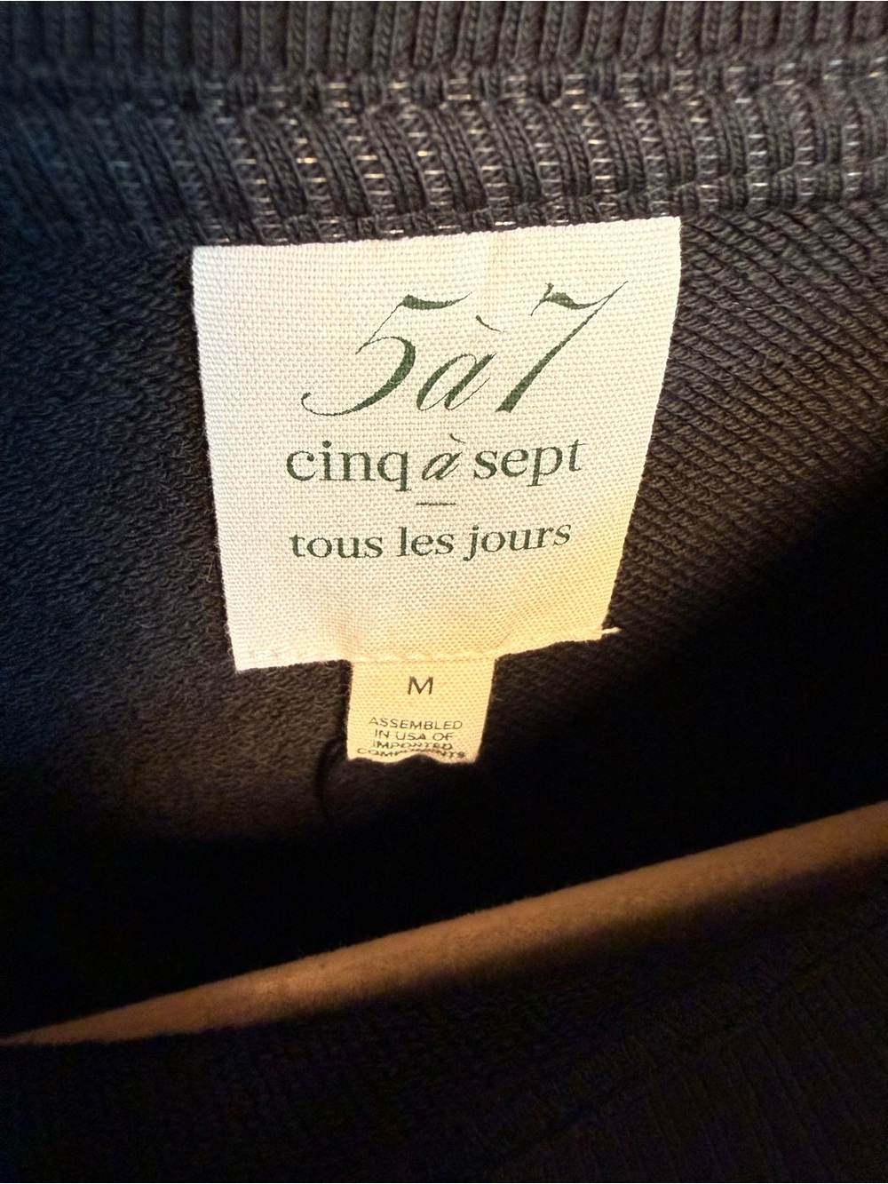 Cinq a Sept Albertine Black Sweatshirt with feather hem detail Size Medium - Picture 5 of 7